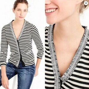 J. Crew Black and White Striped Cardigan